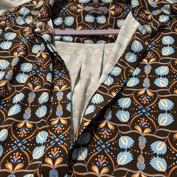 J. McLaughlin Berlin Dress in Atlas Tile. Very Cute Brown, Pastel Blue, Orange. - Picture 13 of 13